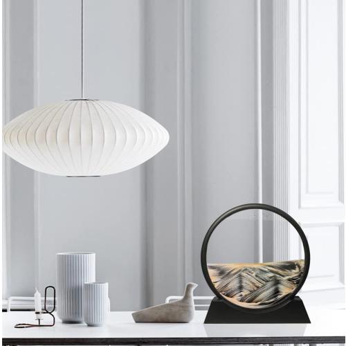 Muyan Moving Sand Art Picture Sandscapes in Motion Round Glass 3D Deep Sea Sand Art for Adult Large Desktop Art (Black, 7 Inch)