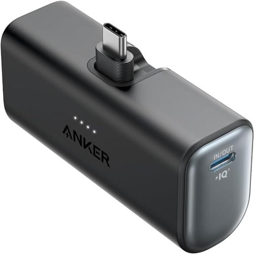 ANKER Nano Power Bank with Built-in USB-C Connector, 5,000mAh Portable Charger 22.5W, for iPhone 16/15 Series, Samsung, iPad Pro/Air, and More