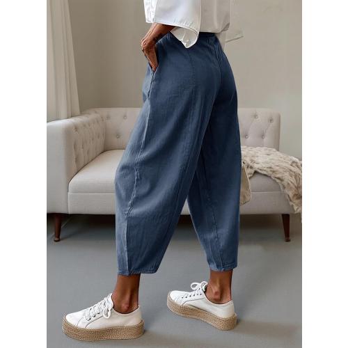 Size 22 TianZHU Womens Cotton Baggy Wide Leg Pants Casual Elastic Waisted Loose Lounge Harem Pants with Pockets