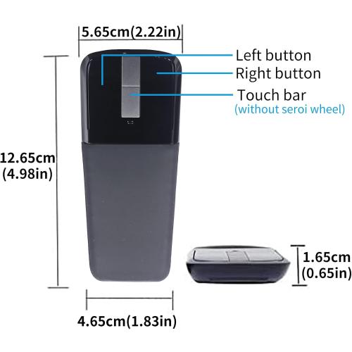 Bluetooth Arc Mouse Foldable Slim and Portable Mini Wireless Computer Travel Mouse Folding Optical Touch Mice for Laptop Tablet - Black