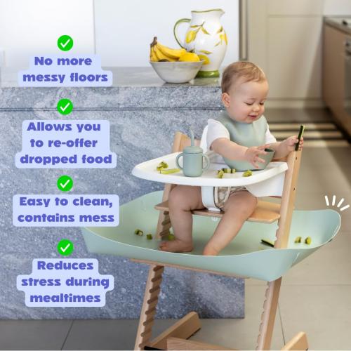 CATCHY -Food Catcher-Compatible with Stokke Tripp Trapp High Chair  11 Other High Chairs-Highchair Sold Separately-Baby & Toddler Food & Mess Catcher-Premium Linen Inspired -Under High Chair Accessory