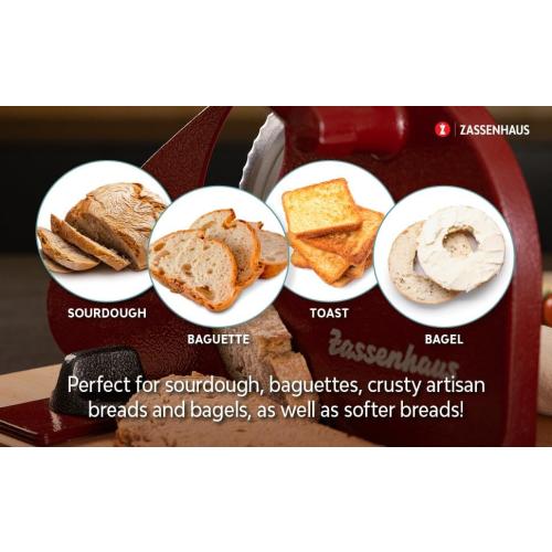 Zassenhaus Original Classic Adjustable Bread Slicer for Uniform Slices - Bread Slicer for Homemade Bread - 18/8 Stainless Steel Blade Sourdough Cutter - Cream, 11.75 x 8