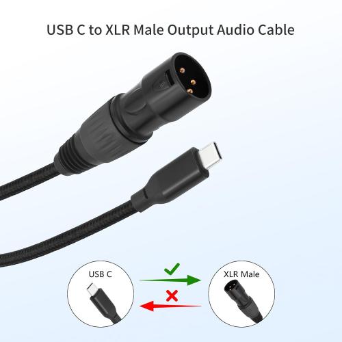 3.3FT USB-C to XLR Male Cable, USB-C to XLR Male Adapter Cable for Active Speakers, Mixers, Power Amplifiers and Professional Audio Equipment