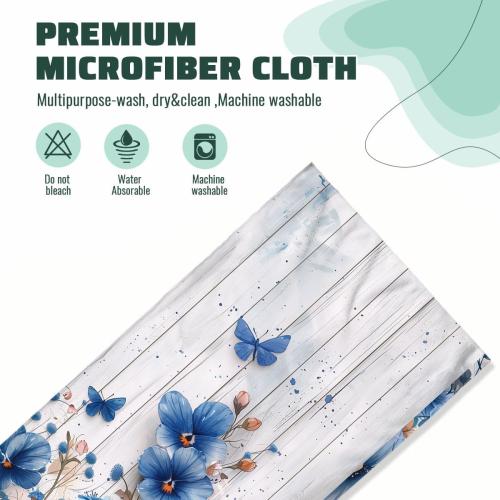 Vintage Blue Flowers Bath Hand Towels Absorbent Butterfly Daisy Decorative Hand Towels for Bathroom Kitchen Home Spa Hotel Yoga,Bathroom Decor Accessories Gifts for Women Man 14x28