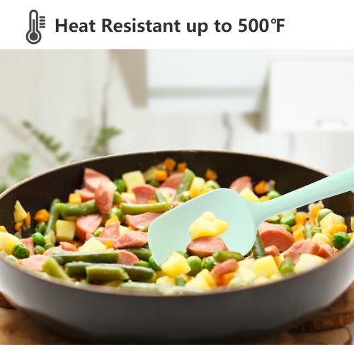 5 Piece Mint Green Silicone Spatula Set, Heat Resistant Rubber Spatulas Set, Silicone Kitchen Utensils Set Dishwasher Safe for Nonstick Cookware