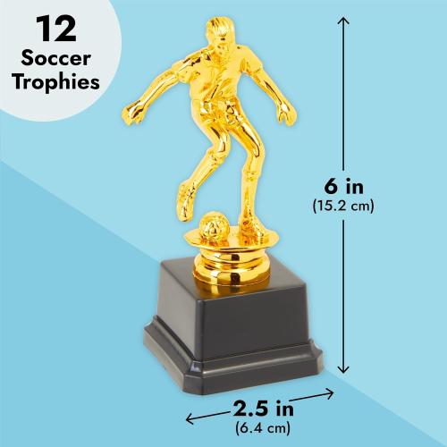 Juvale Soccer Trophy for Kids - Plastic Award Trophies - Pack of 12, 2.5 x 6 in, Gold & Black, Plastic