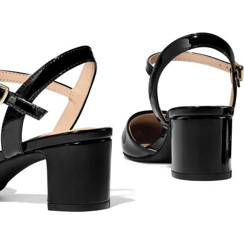 size 11 mysoft Women's Pumps 2 Inch Chunky Block Heel Pointed Toe Ankle Strap Slingback Wedding Party Dress Shoes