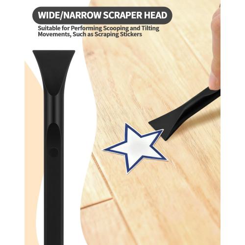 12 PCS Carbon Fiber Plastic Scrapers Tool, Non-Scratch Scraper Tool for Tight Spaces, Multi-Purpose Label Scraper Pen-Shaped, for Car Cleaning Supplies, Kitchen, Crevices, Stains (Black)
