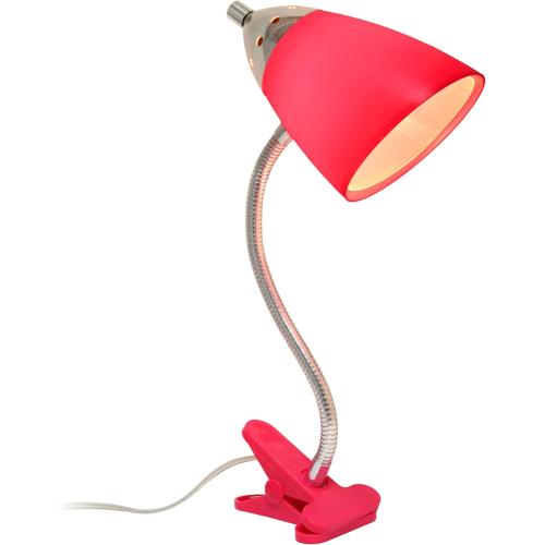 Simple Designs LD2001-PNK-LB 17.5 Flossy Flexible Gooseneck Clip Light Desk Lamp with LED Bulb, Pink
