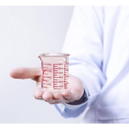 High Borosilicate Glass Measuring Cup-V-Shaped Spout，Glass Measuring Beaker for Kitchen or Restaurant, Easy to Read, 60 ML (2 Oz)-Pack of 2