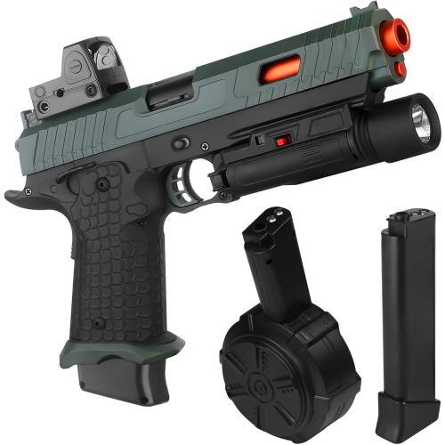 Color Green Electric Gel Blaster Toys New X5, Full Auto Splat-Blaster Includes Drum and Goggles for Outdoor Team Game, X2 Upgrade Version for Ages 14 ,Green