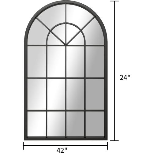 TinyTimes Arched Window Wall Mounted Mirror, 24x42, Arched Window Pane Mirror Decorative for Entryway, Wall Decor Mirror for Bathroom Vanity, Living Room or Bedroom, Iron Frame, Black
