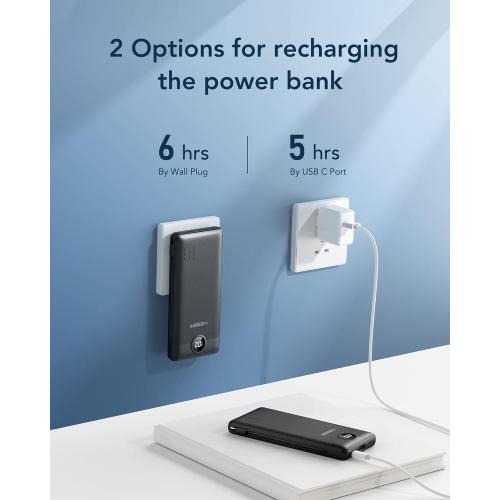 VEGER Portable Charger with Built-in AC Plug and Cables, All in One 10000mAh Ultra Slim Power Bank Travel Essentials, Fast Charging Battery Pack Compatible with iPhone, Samsung, Android (White**)