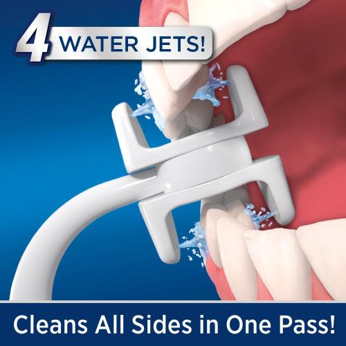 Ontel Miracle Smile Water Flosser for Teeth&Gum Health, Unique H-Shaped Flossing Head&4 Water Jets, Cordless Water Flosser Features 360° Cleaning&3 Pressure Modes, USB Rechargeable Dental Floss, White