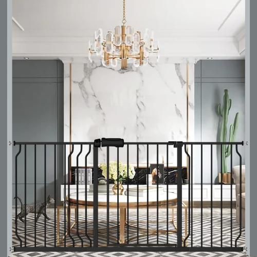 ALLAIBB Extra Wide Pressure Mounted Baby Gate Walk Through Child Kids Safety Toddler Tension White Long Large Pet Dog Gates with Extension for doorways (62.20-66.93/158-170cm, White)