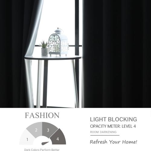 Grommet Blackout Curtains for Bedroom and Living Room - 2 Panels Set Thermal Insulated Room Darkening Curtains (Charcoal, 52W x 84L)