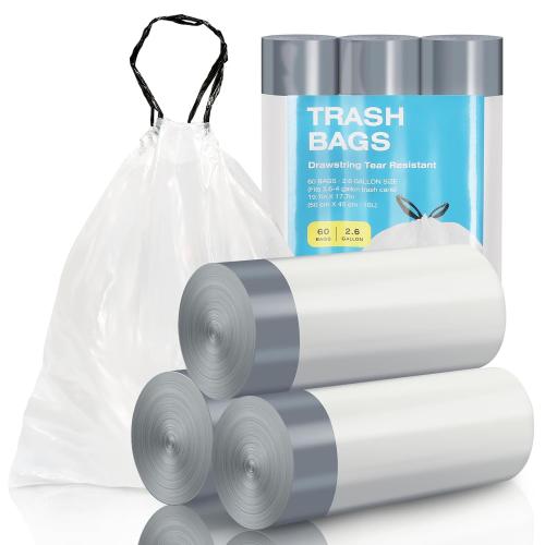 2 Pack White Sensor Trash Can with Trash Bags