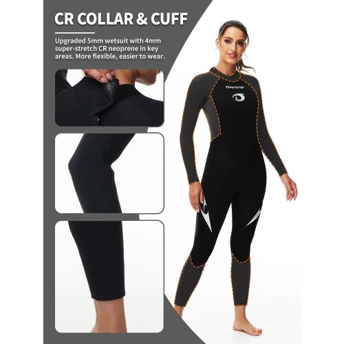 Owntop Wetsuit 5mm Neoprene Diving Suit for Mens Womens - Thicken Full Wet Suit, Back Zip Long Sleeve UPF50  Keep Warm Swimwear for Scuba Surfing Swimming Diving Snorkeling Water Sports