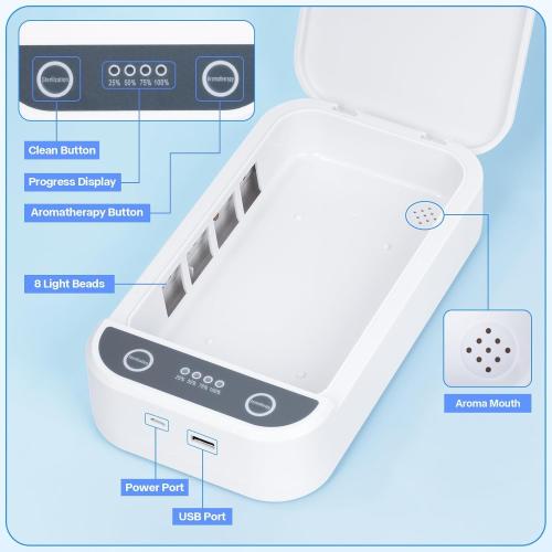 ALLGLLAM Multifunctional Cleaning Box, Portable USB Cleaning Box for Nail Manicure Make Up Tools,Jewelry,Tattoo Supplies Cleaning