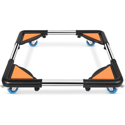 SPACECARE Mini Fridge Stand Furniture Dolly Mobile Roller with 4 Locking Wheels-Base Adjustable Refrigerator Washing Machine Stand Moving Cart- Appliance Dolly Cart Roller Pedestal -Black