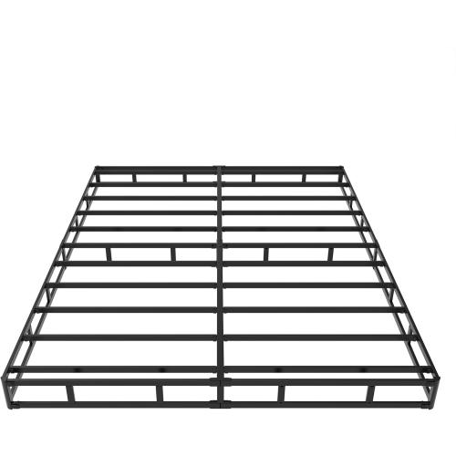 Cal King Box Spring 4 Inch Low Profile, Heavy Duty Metal Box Spring Bed Base with Fabric Cover, Mattress Foundation, Easy Assembly, Noise Free, Black
