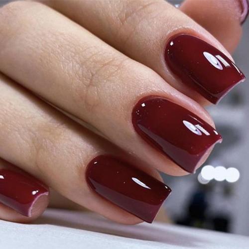 Modelones Press on Nails, Dark Red Short Square Fake Nails, Summer Reusable Nail Kit with Nail Glue Adhesive Tabs Mini Nail File, Nails Press Ons 32Pcs16 Sizes, Women Girl Gift