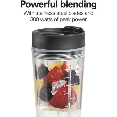 Personal Blender for Shakes and Smoothies with Leak-Proof Travel Lid, Stainless Steel Blades, 14 oz. Jar, black, 51190F
