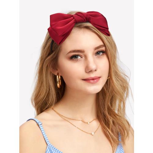 JOYOYO Red Satin Large Bow Headband for Women and Girls, Double Ribbon Hair Accessories, Hair Styling Hairband