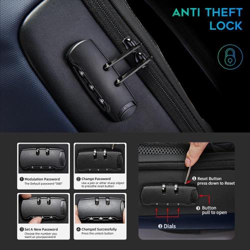 BANGE Anti Theft Backpack with Lock,Business Backpack with USB Charging Port, Office Laptop Fit for 15.6 INCH Laptop