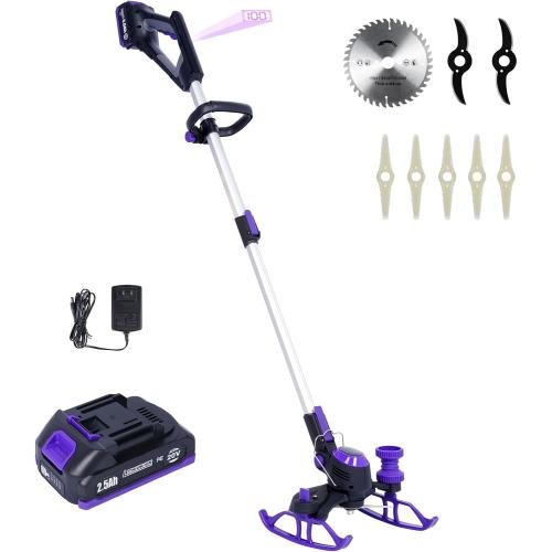 Weed Wacker Cordless, YardEz Weed Eater Battery Powered with Nylon/Steel/Saw Blade, 20V Weed Trimmer/Edger/Cutter (One 2.5Ah Battery)