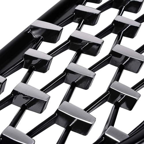 AstraDepot Glossy Black Front Hood Kidney Grille Grill Diamond Meteor Style Compatible with BMW E90/E91 Sedan Wagon 2005-2008