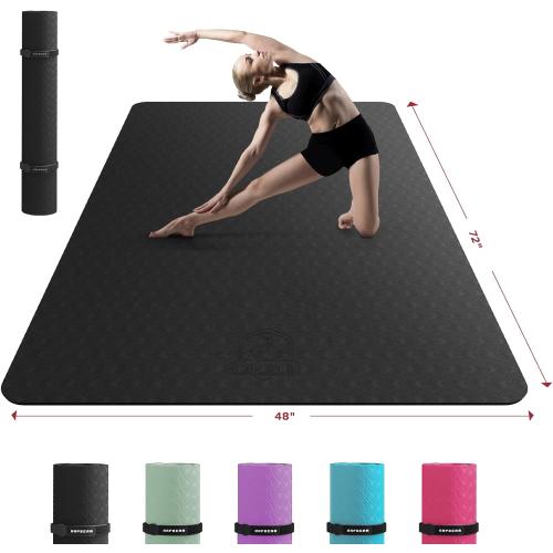 HAPBEAR Extra Large Yoga Mat - 72x48/78x54, 1/4 & 1/3 Thick, Non-Slip, Durable, Eco-Friendly, Wide Exercise Mat for Home Workouts, Yoga, Pilates, Stretching, Meditation (Barefoot Exercise)