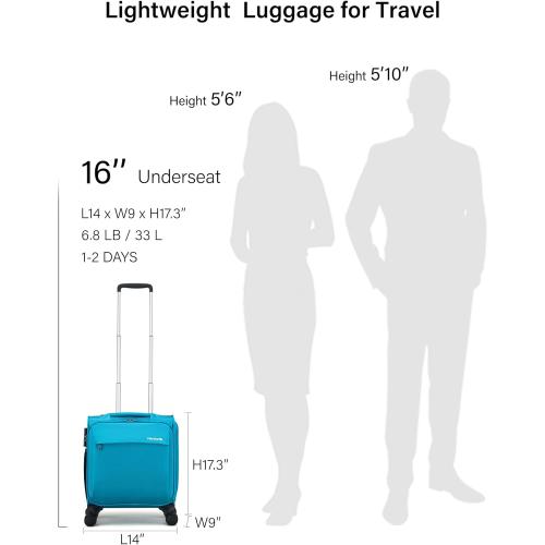 Hanke 16 Inch Underseat Carry On Luggage with Wheels Small Suitcase Softside Luggage Bags for Travel Lightweight Suitcases with Wheels Travel Luggage Personal Item for Men and Women(Caribbean Blue)