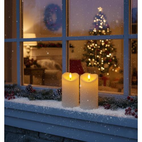 Homemory 6x3 Outdoor Waterproof Flameless Candles, LED Candles, Battery Operated Candles with Remote and Timers, Electric Fake Plastic Pillar Candles, Ivory White, Set of 2
