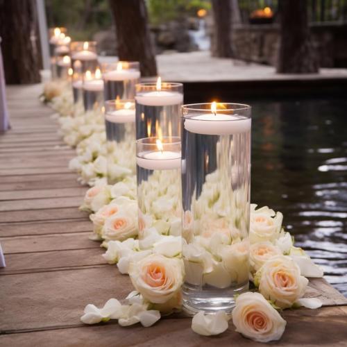 24 Pack 2 Inch Floating Candles, 5-6 Hour Burn White Real Wax