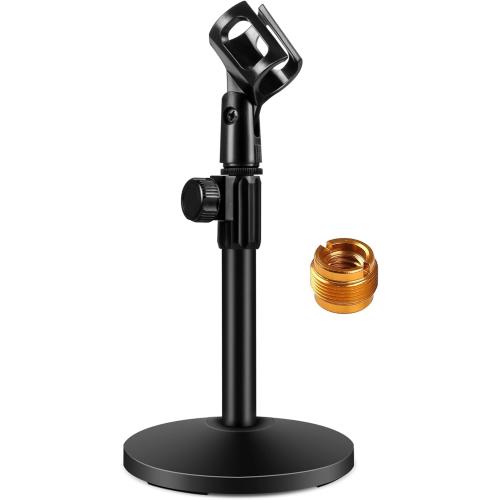 InnoGear Desktop Microphone Stand, Upgraded Adjustable Table Mic Stand with Mic Clip and 5/8 Male to 3/8 Female Screw for Blue Yeti Snowball Spark & Other Microphone