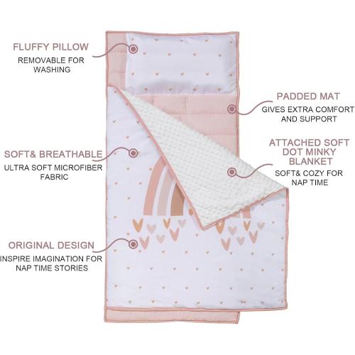 Extra Large Toddler Nap mat by Cokouchyi, Toddler Sleeping Bag with Removable Pillow, Measures 53 x 21 x 1.5 Inches, Sleeping Mat, Ideal for Daycare and Preschool Kindergarten