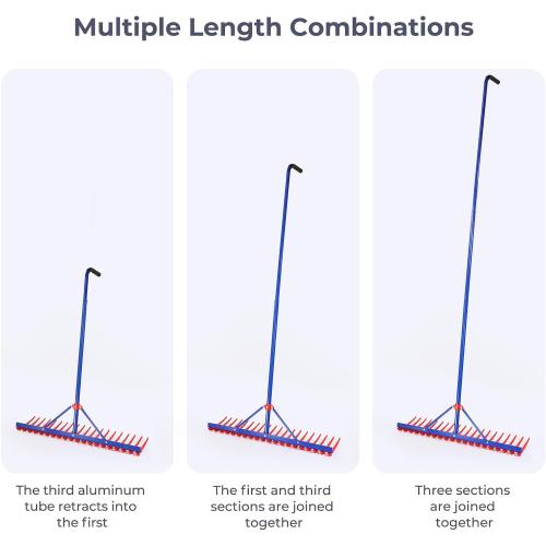 40 Extra-Large Heavy Duty Lake Weed Rake for Ponds with 11 Long Plastic Tines, 11ft Commercial-Grade Aquatic Weed Removal Tool, Deep Water Weed Cleaner for Large Aeras, Ergonomic Handle.