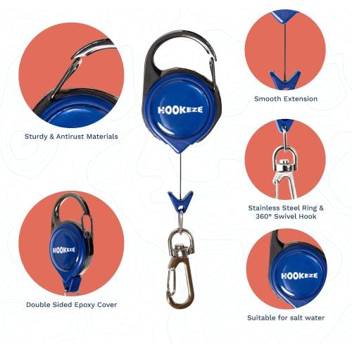HOOK-EZE Fly Fishing Zinger Retractor for Anglers Vest, Pack of 3 - Fishing Gear and Equipment for Nippers, Forceps, Fly Float Ant, Belt Loops & Backpack .. missing 1
