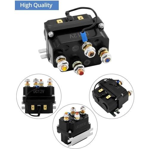 QWORK Solenoid Relay, 12V 250A Winch Relay Solenoid Replacement Contactor for 3000-5000lbs ATV UT Winch Control