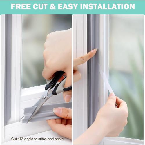 MOPMS Draft Stopper Sweep, Door Weatherproofing Stripping, Window Seal Strip Self-adhisive Soundproof Seal Strip Cuttable Window Weather Stripping, Length 6.56Ft- Black