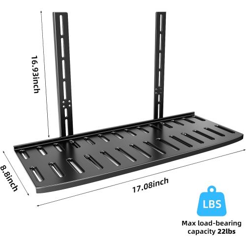 Soundbar Mount with Adjustable Height, Sound bar Mount up to 22 lbs, Soundbar Mount Under TV or Above TV, Soundbar tv Mount Bracket with Detachable Long Extension Plates,No-Slip Base Holder (BLACK)