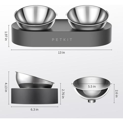 PETKIT CYBERTAIL - Stainless Steel Raised Bowl - Inclined Food and Feeding Bowls, Non-Slip, No Spill for Cats and Small Dogs