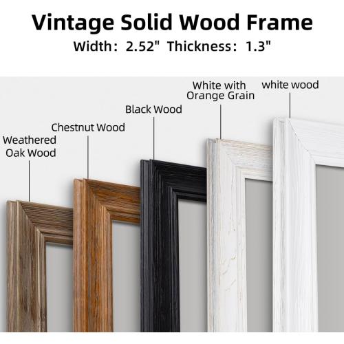 30 x 36 Rustic Wooden Framed Wall Mirror for Bathroom, White Wood Vanity Rectangle Mirror for Over Sink, Waterproof, Decor Bathroom, Living Room, Bedroom, Entryway, Horizontal/Vertical