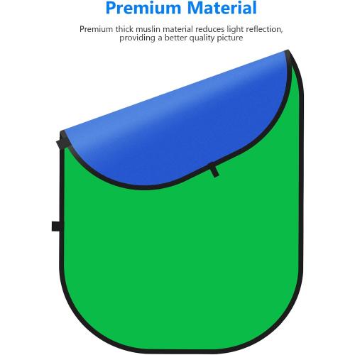 NEEWER Chromakey Backdrops, Double Sided Green Screen and Blue Screen, 2 in 1 Collapsible and Reversible Background for Photography, Gaming and Live Streaming, 5'×6.6'/1.5m×2m (Green/Blue)