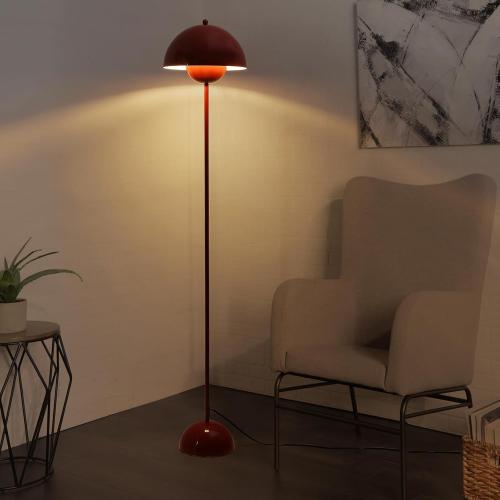 COSYLUX Modern Floor Lamp for Living Room, Industrial Tall Standing Lamp for Bedroom, Metal Shade Reflecting Light Reading Floor Lamp for Office, Nursery Room, Corner(Dark Red)