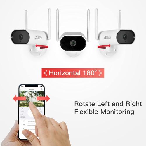 ANRAN [Pan Rotating 180 1080P HD Security Cameras Outdoor Wireless WiFi Camera for Home Surveillance Video System with Two-Way Audio, Night Vision, IP66, Motion Alert, Remote Access,