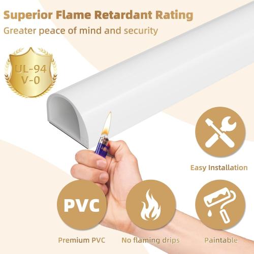 39 Side Open One Cord Hider (<1/4) for Wall Mounted Tv,Extension Flexible Cable Cover to Hide Conceal Cords Along Wall,Wire Raceway Management Cable Concealer Channel,Electric Cord Organizer,White