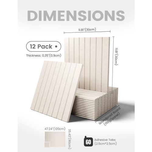 Fluxynara 48 x 36 Large Felt Bulletin Board, Oatmeal | 12 Pack Cork Board Alternative with 60 Safe Adhesive Tabs, Pin Boards for Wall Decor, Home, Office, Classroom,Dorm