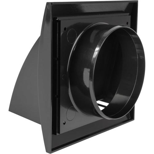 4 Inch Exhaust Hood Vent with Rain Cover, Black, Indoor and Outdoor, HVAC Exhaust Vent Duct Cover, 6 x 6 Exhaust Cap (4 Inch, Black)